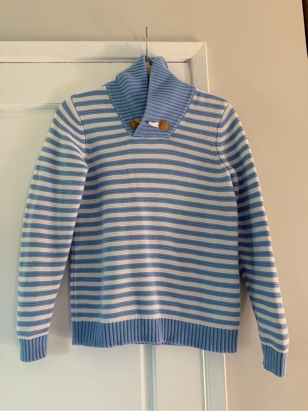 Janie and Jack Blue and White Striped Turtleneck Sweater